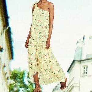 NWT Paloma Blue ‘Giselle’ One-Shoulder Maxi Dress in “Yellow Fleur” Size XS